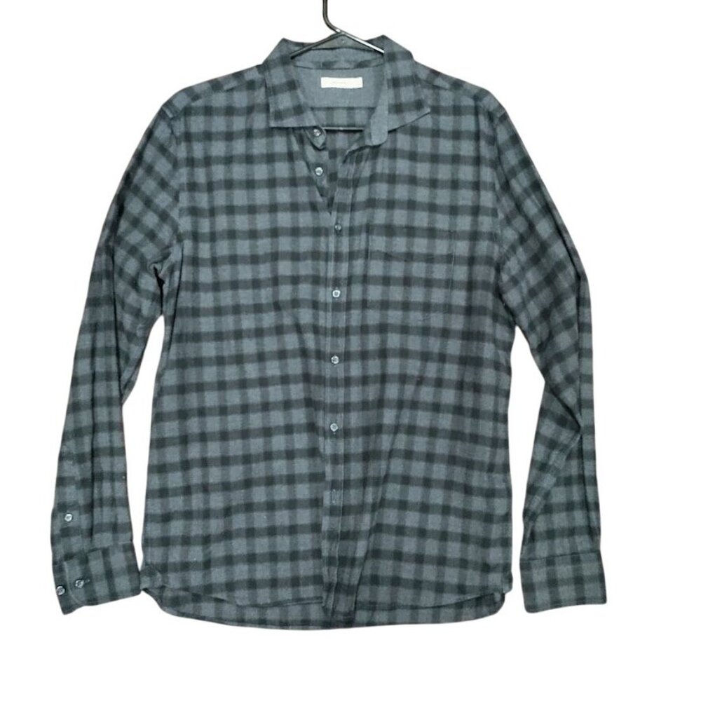 J. Lindeberg Preppy Casual Checkered Button Down Shirt Men's Gray Black Size XL